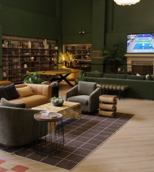 bainbridge private pickleball lounge with tv